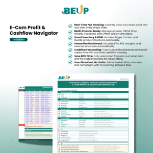 Tổng quan hệ thống quản lý lợi nhuận và dòng tiền bán hàng online với dashboard, phân tích chi phí và báo cáo tài chính — BEUP