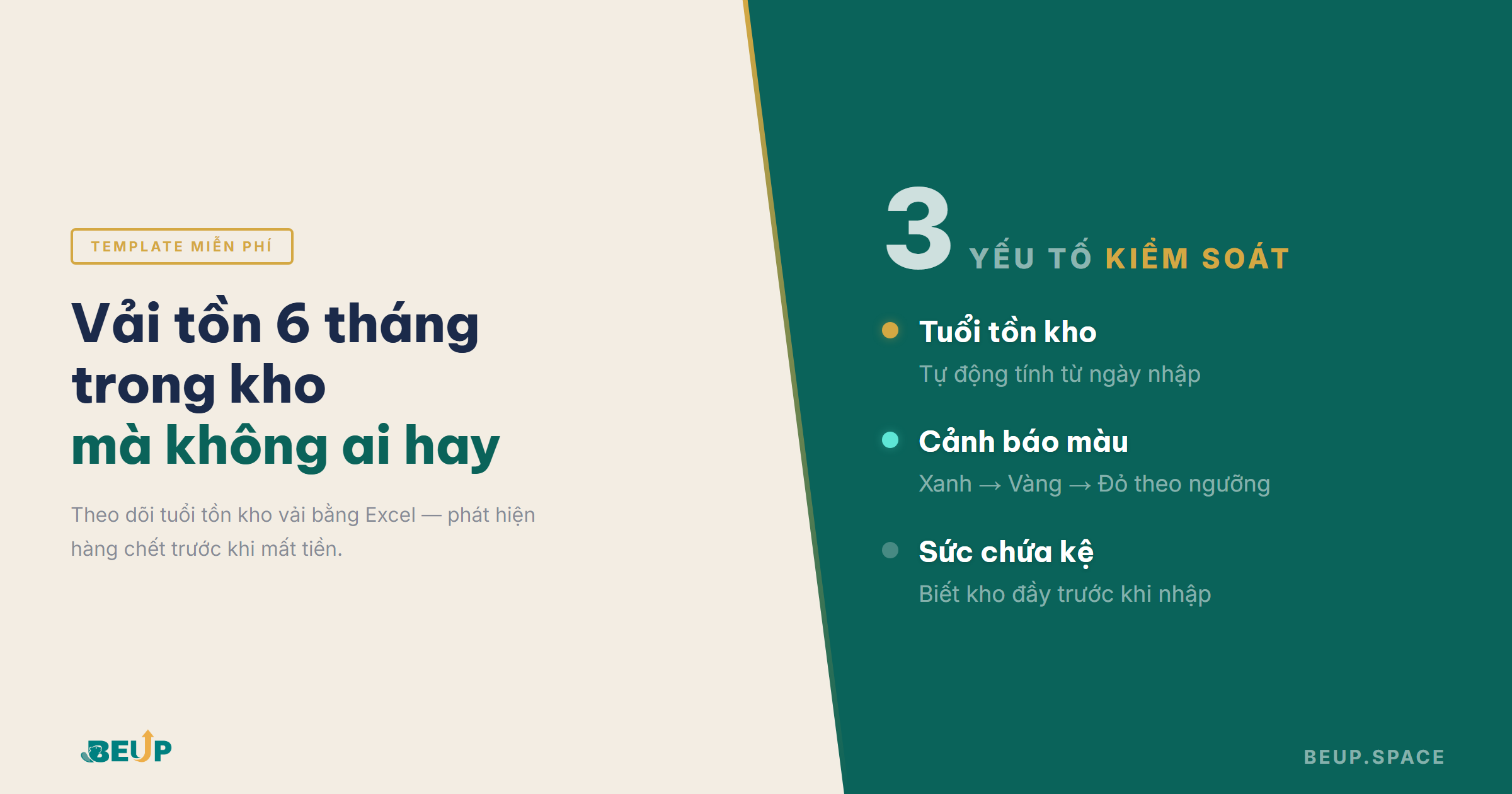 Theo doi hang ton kho vai bang Excel — phat hien vai chet truoc khi mat tien