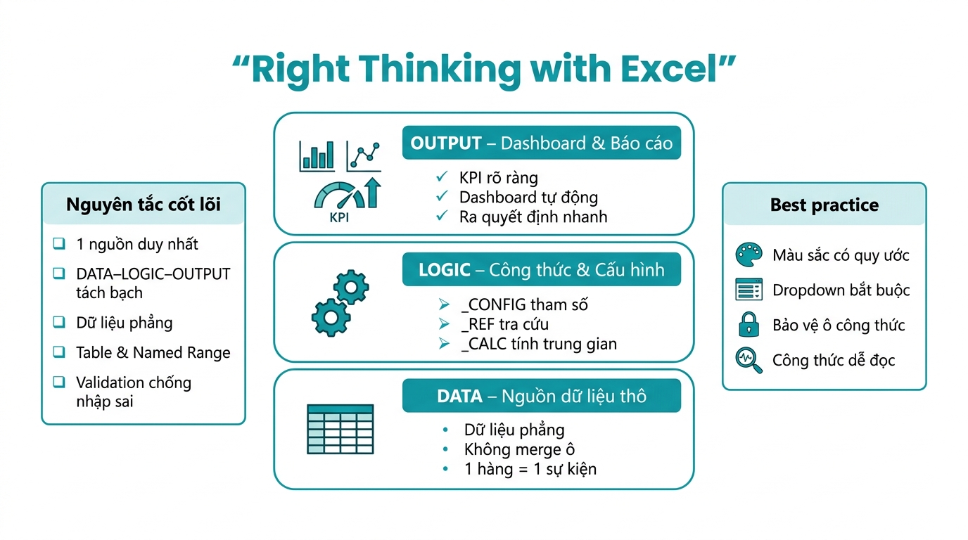 Sơ đồ 3 lớp DATA LOGIC OUTPUT của file Excel thiết kế đúng