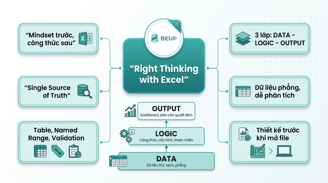 Right Thinking with Excel — tư duy hệ thống DATA LOGIC OUTPUT cho file Excel