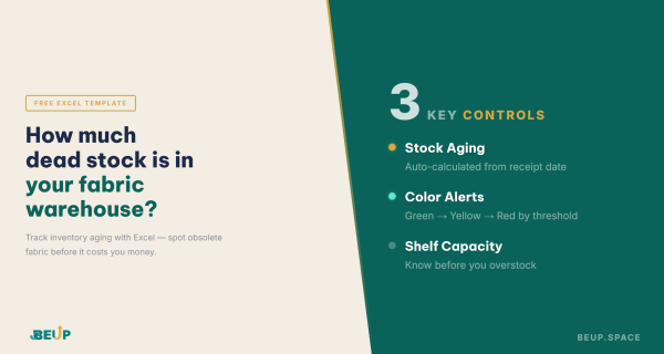 Track fabric inventory aging with Excel to detect dead stock