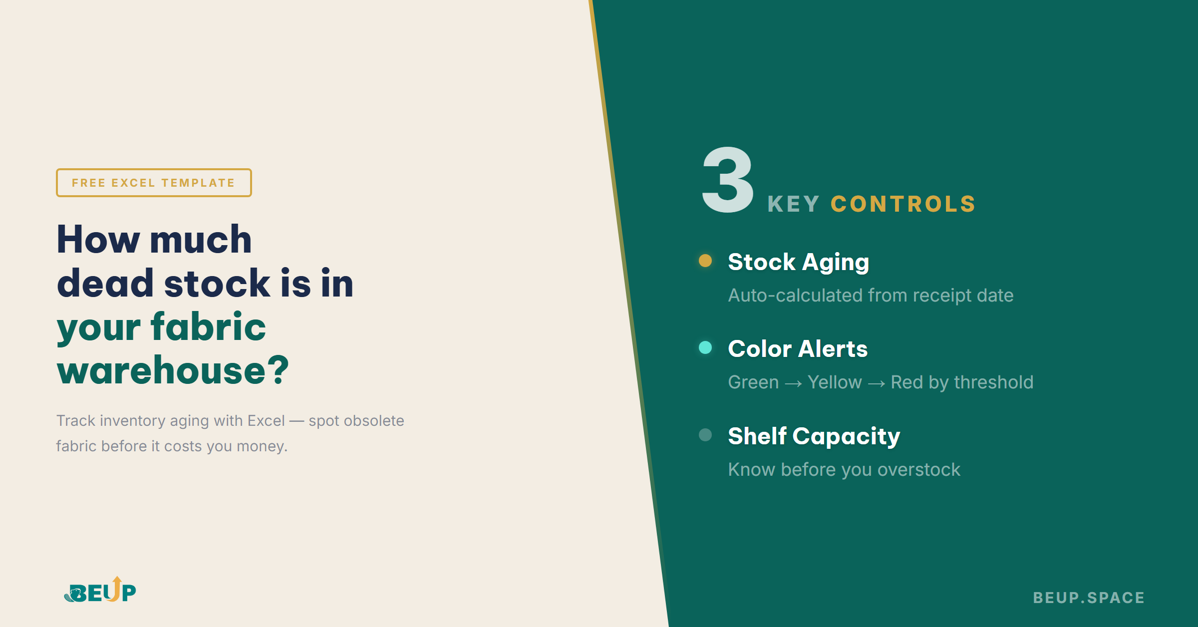 Track fabric inventory aging with Excel to detect dead stock