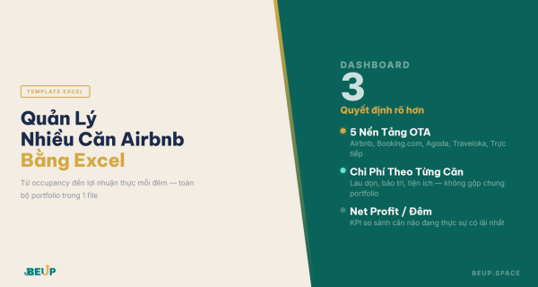 Quản lý nhiều căn Airbnb bằng Excel dashboard