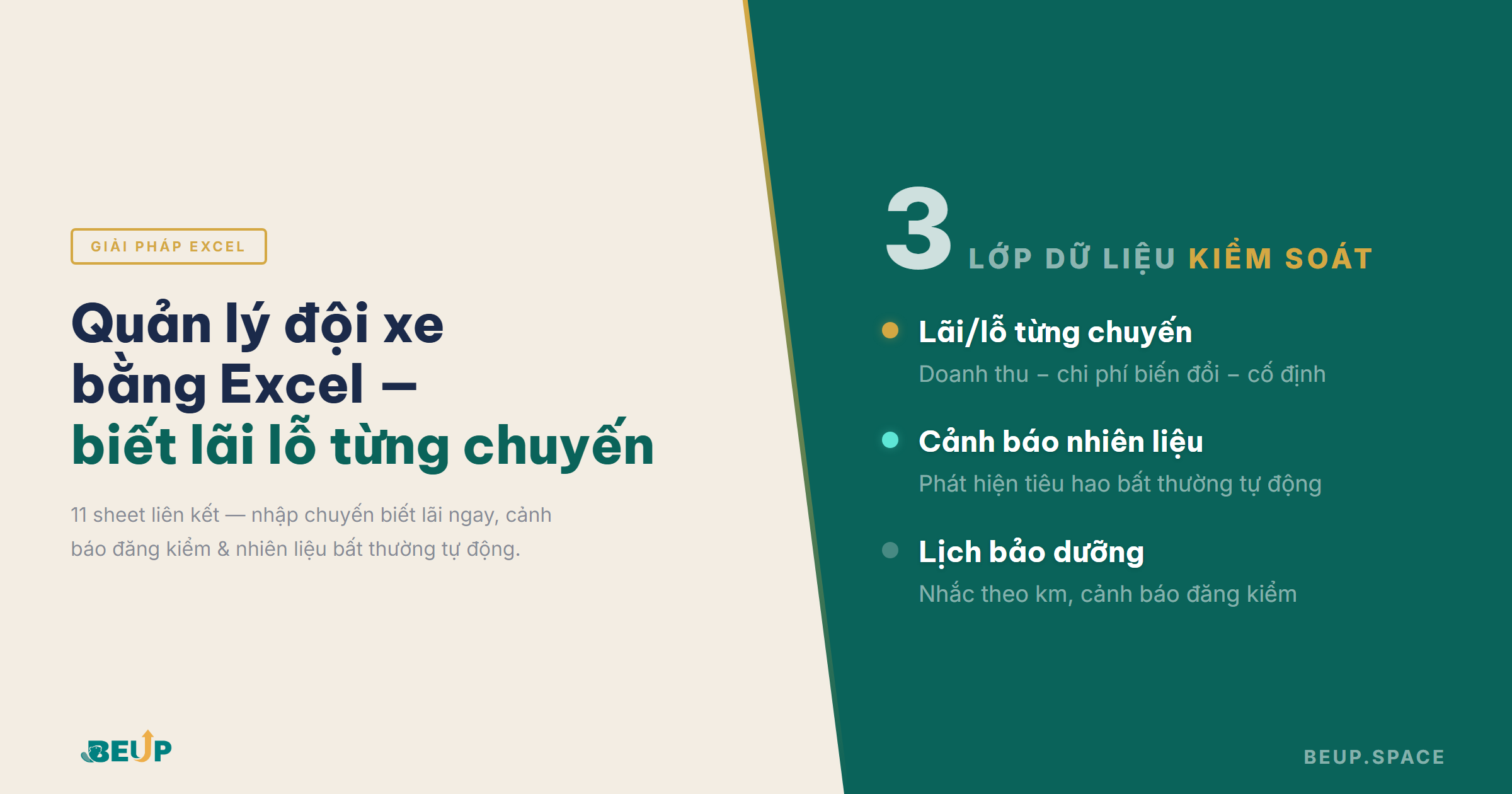 Quản lý đội xe bằng Excel — biết lãi lỗ từng chuyến