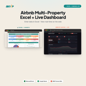 Airbnb Multi-Property — Excel + Live Dashboard on BEUP Canvas