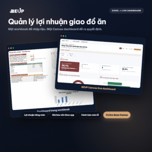 Bảng theo dõi lợi nhuận giao đồ ăn — Excel + Canvas dashboard