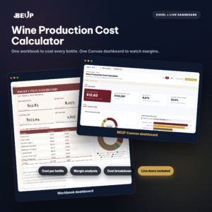 Wine Production Cost Calculator — Excel + Canvas dashboard