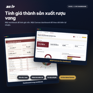 Tính giá thành sản xuất rượu vang — Excel + Canvas dashboard